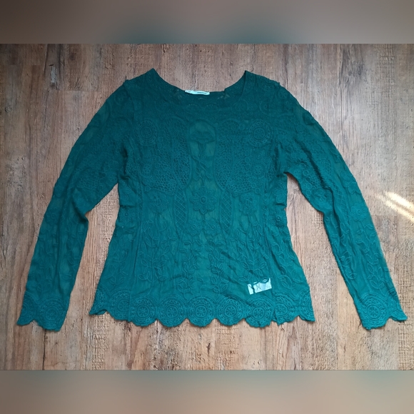 Maurices Tops - Maurices Teal Lace Long Sleeve Top Size XL
